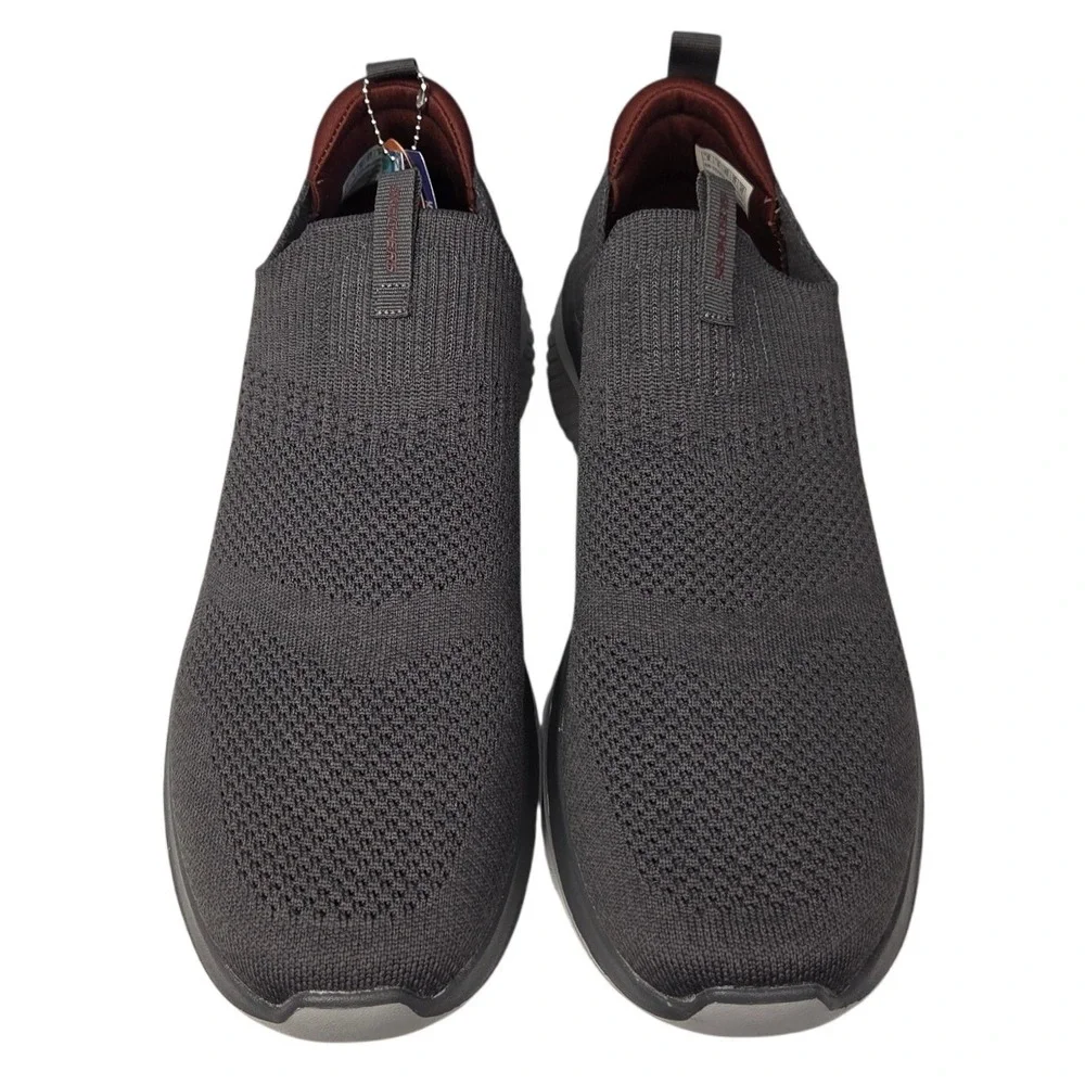 Skechers Ultra Flex 3.0 Demchek Shoes Men 9 Gray Red Slip On Sneaker Stretch NEW